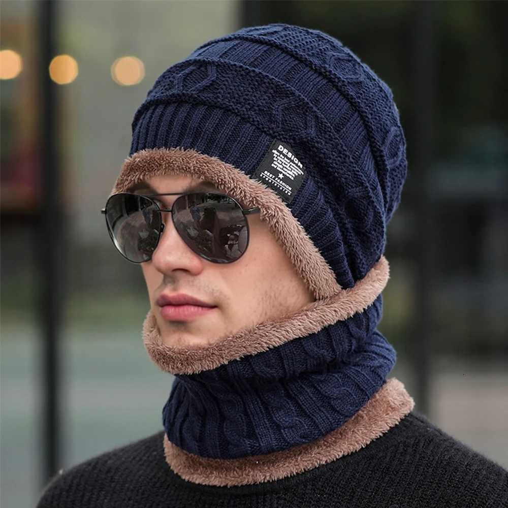 New Sty Unisex Plush Li Winter Hat Thicken Warm Knitted Suit Set Soft Stretch Winter Hats For MenWen isure BeanieW251023