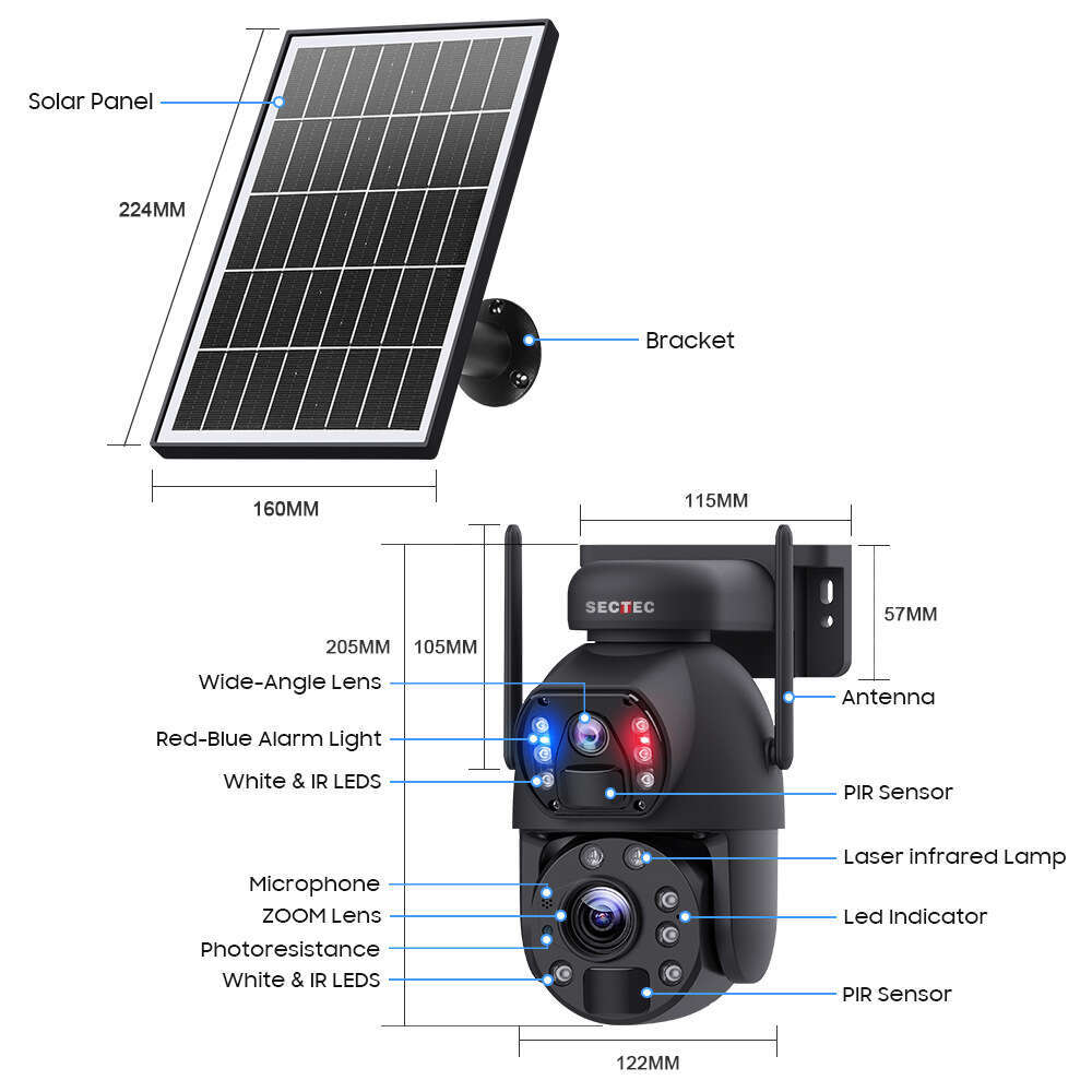 20x Optical Zoom Dual Screen Low Power Consumption Surveillance Night Vision HD Solar Camera