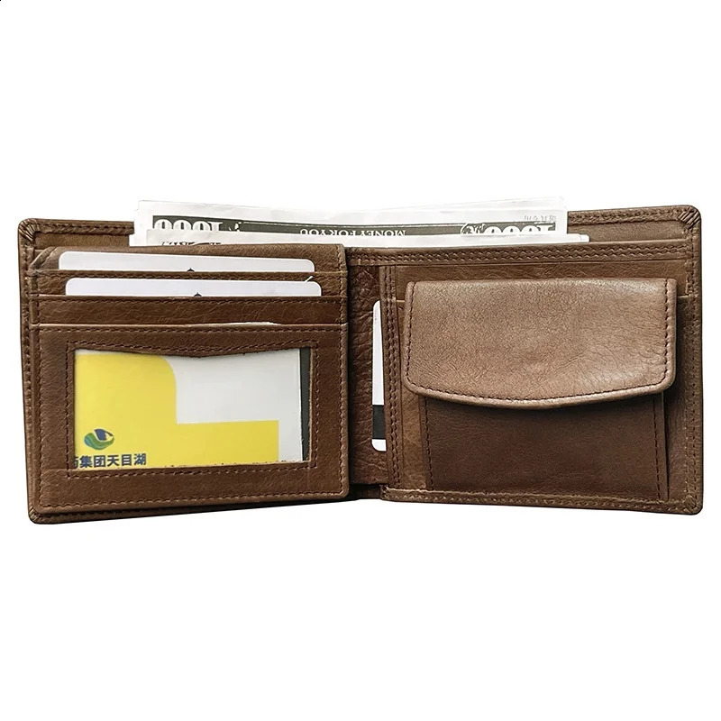 MultiFunctional First Layer Cowhide Mens Wallet Retro Horizontal Zipper Change Credit Card Position Mens RealLeather Bag251023