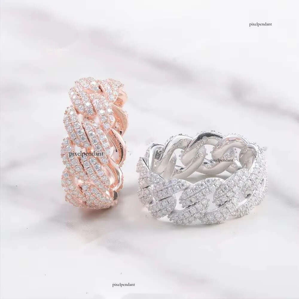 RTS Hiphop Dia Sterling Sier Gold Plated VVS Moissanite Ring Fine Jewelry Rings for Men Women A
