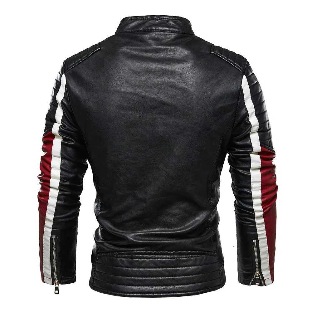 Male Motorcycle Jacket Slim Fit Fur Lined Outwear Coat Men Yellow PU Leather Jacket Patchwork Biker Jackets Classic Zipper Coat W251023