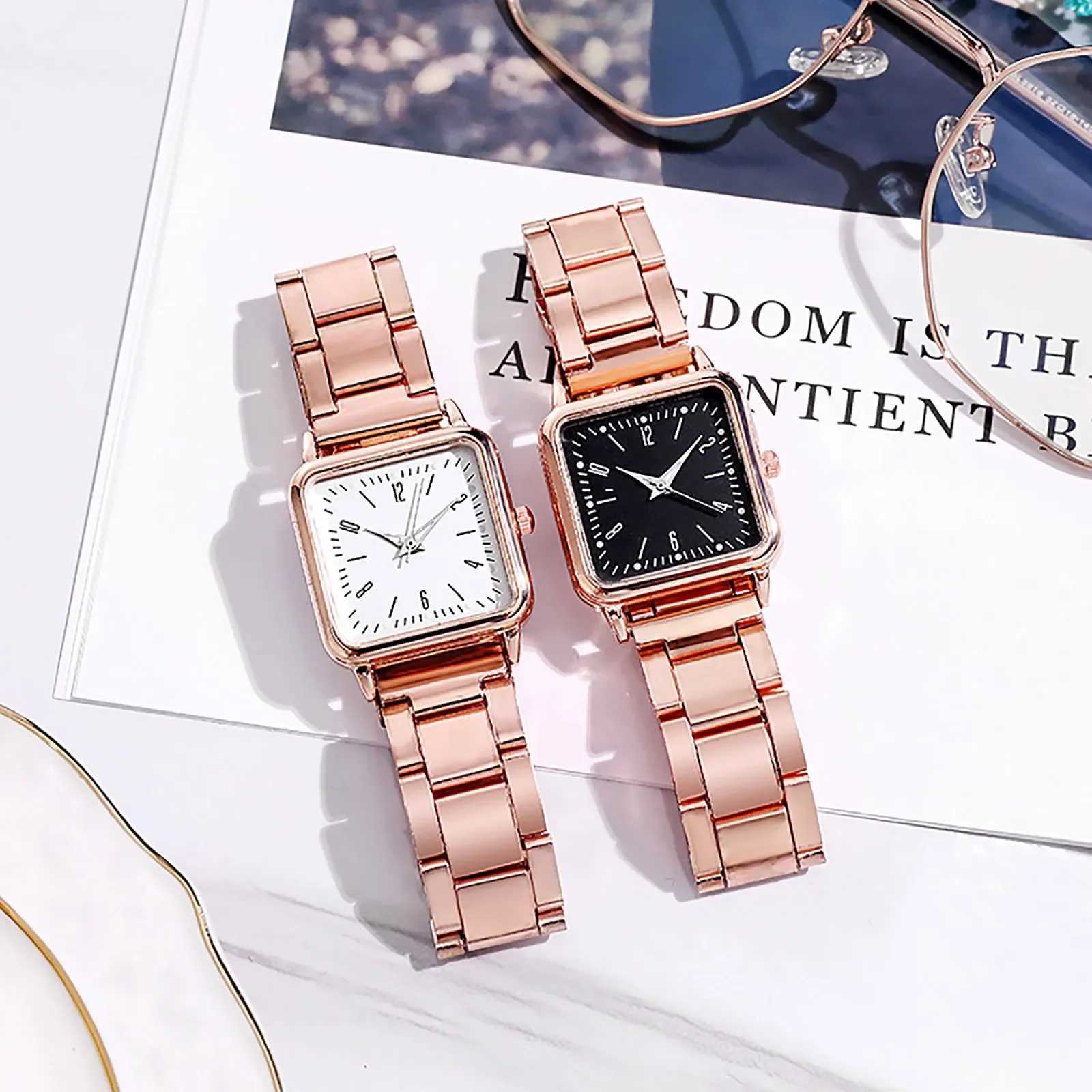 2024 Business Quartz Watch Women Rose Gold Simple Fashion Casual Brand Wristwatch Luxury Lady Square Watches Relogio FemininoL251023