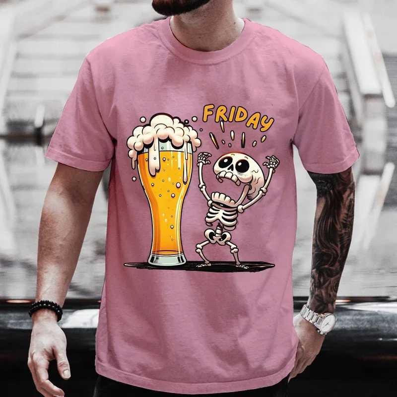 Summer Hot Sale Beer TShirts Funny 3D Skull Print T Shirt For Men Fashion New Oversized Tshirt Casual Oneck Short Sleeve TopsXJ251023