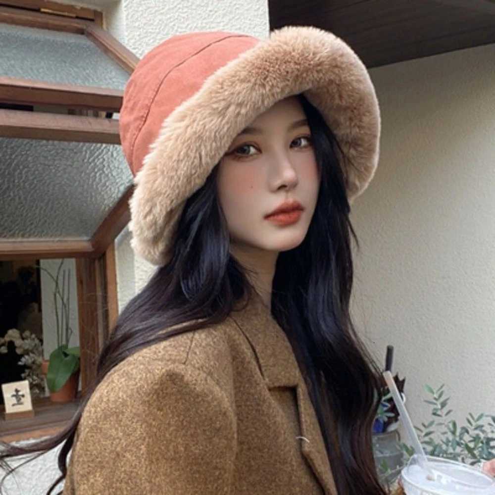 Winter Thicken Plush Fluffy Bucket Hat Wen Faux Fur Warm Fisherman Plus Velvet Panama Hat Warm Cold ProtectionW251023
