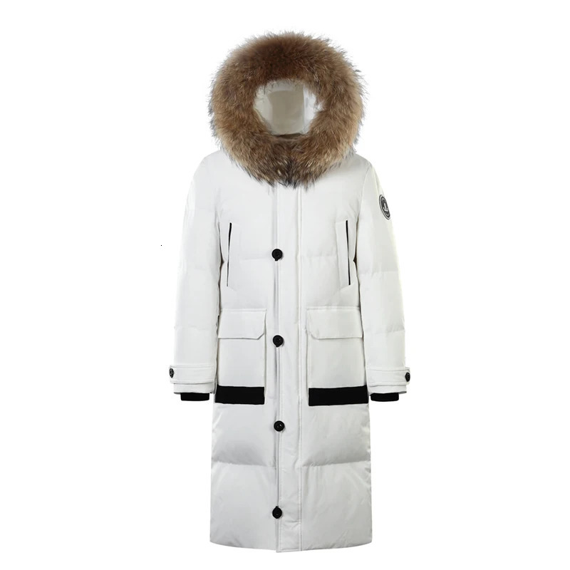 Winter Mens Down Jacket Light Long Large Fur Collar Hooded 90 White Duck Down Parka Women Fashion Snow Coldproof Coat 251020
