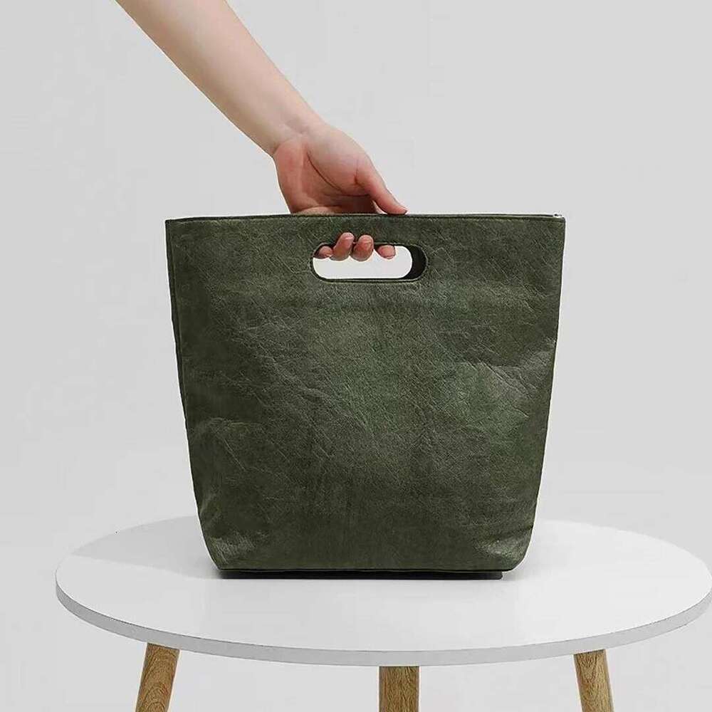 Vintage Designer Tote Simple Large Handbag Women Kraft Paper Women S Waterproof Portable Casual Bag Commuting High Quality High Quality
