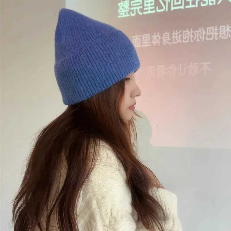 2025 Angora Knit Winter Hat For Womens Rabbit Fur Fluffy Knitted Beanies Korea Luxury Bonnet Female Soft Warm Skullies BeaniesXJ251023