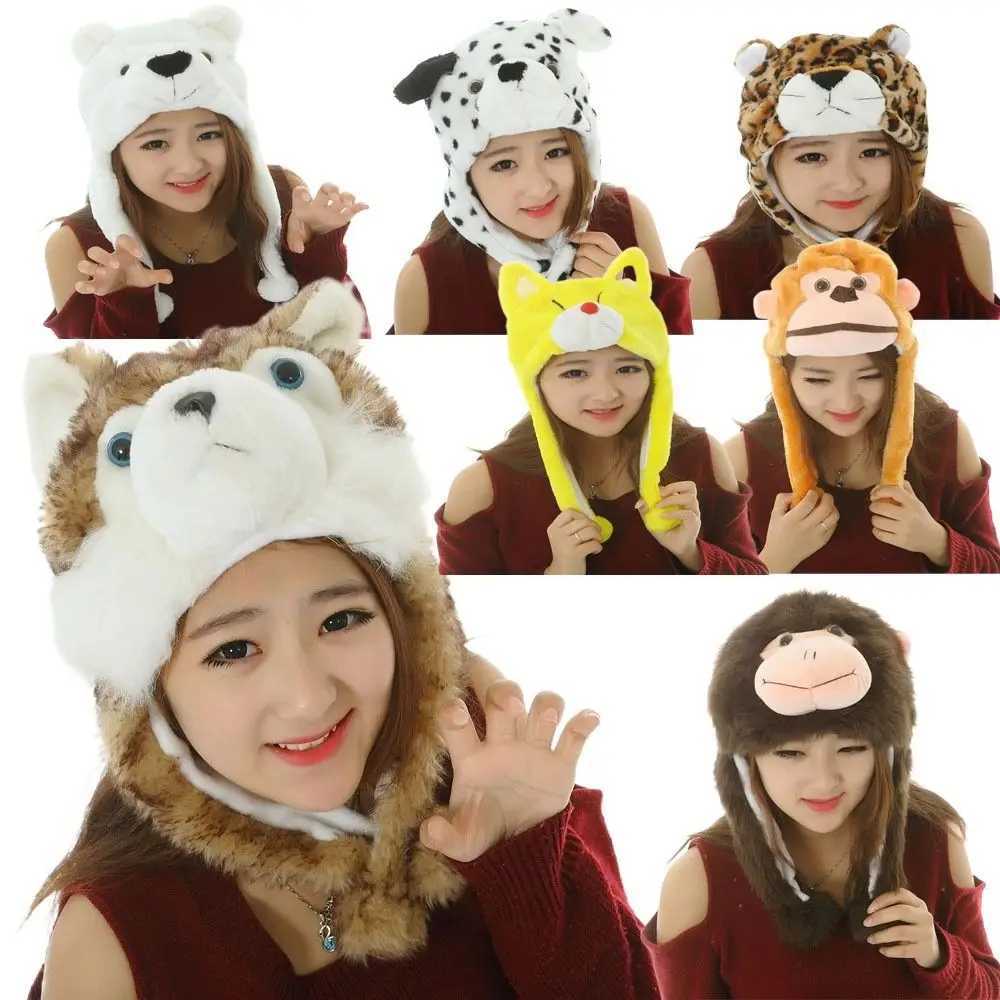 Cartoon Plush Moving Hat Trapper Hat Movab Ears Aiag Neck Warmer Funny Toys Hat gear Cosplay PartyW251023
