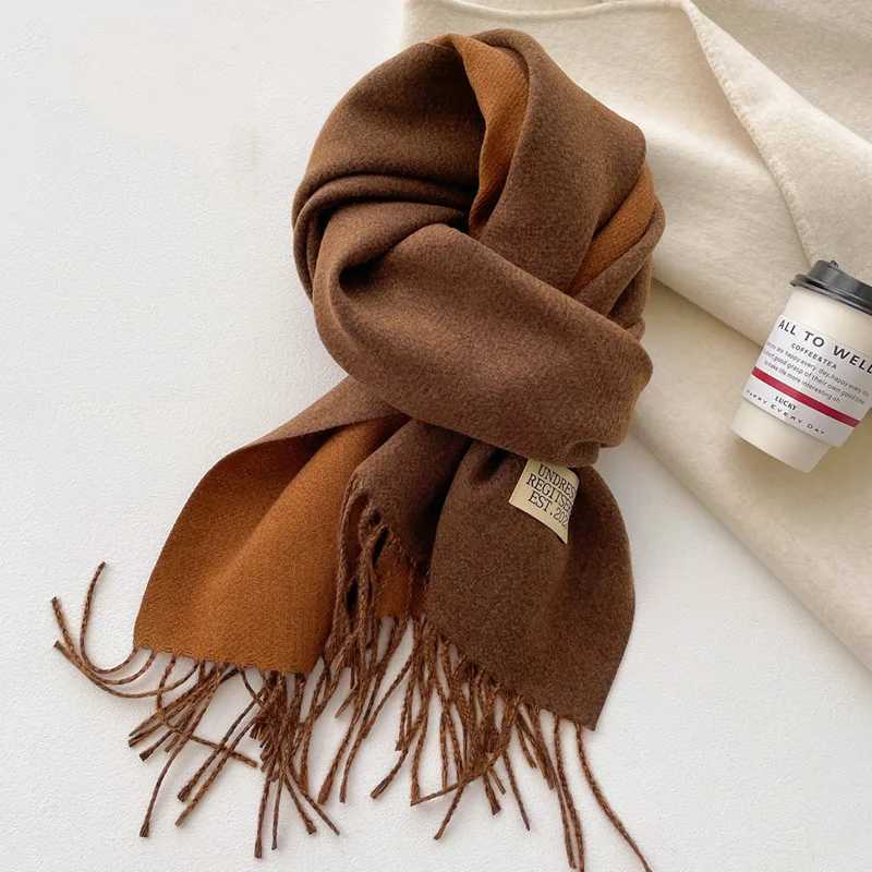 Fashion Solid Cashmere Warm Scarf New Design Winter Double Side Diffrent Color Shawl Wraps Bufanda with Tassel Blanket J251113