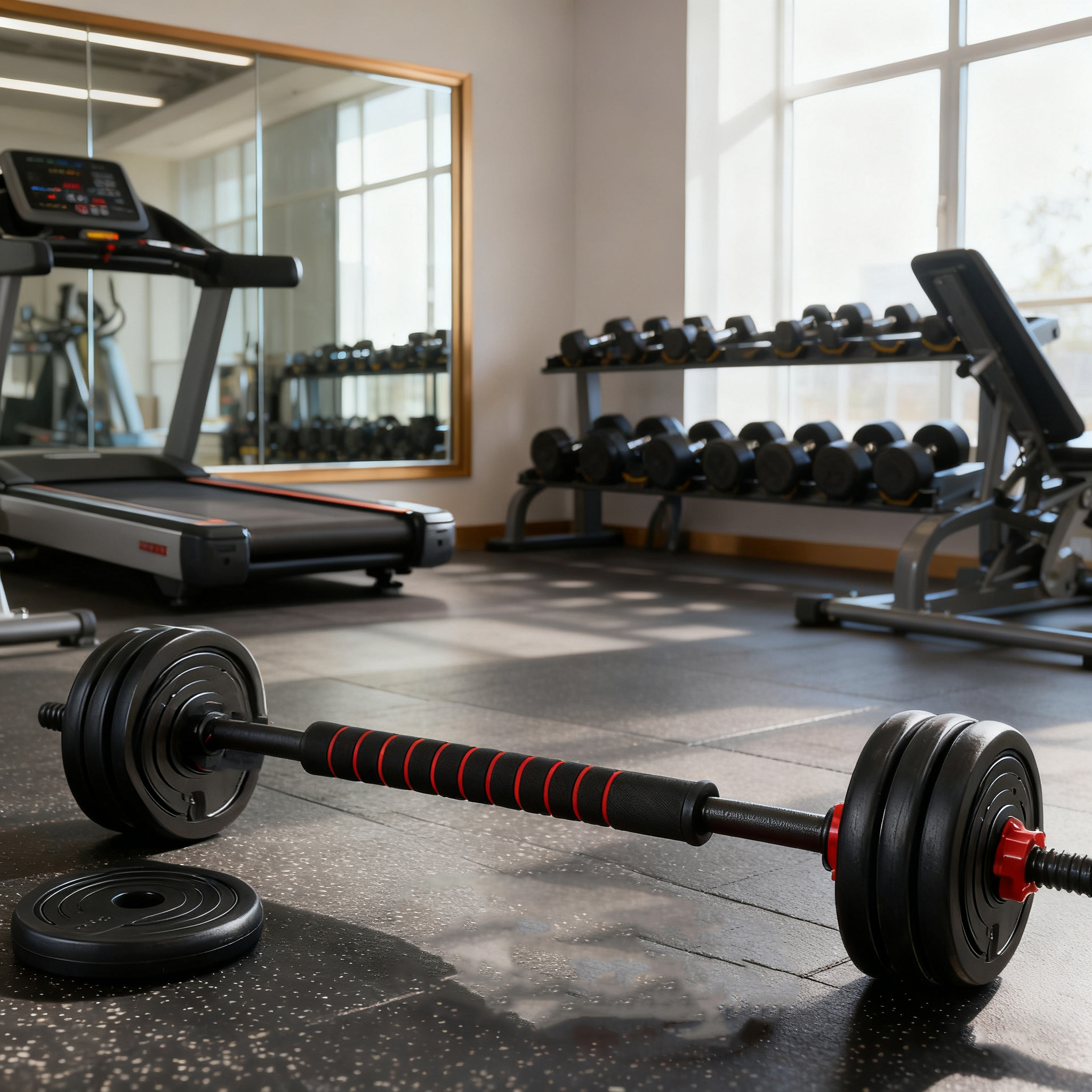 Adjustable Combination Dumbbell Set, Unisex Home Gym Fitness Equipment with Weight Plates & Multi-Function Attachments for Indoor Strength Training