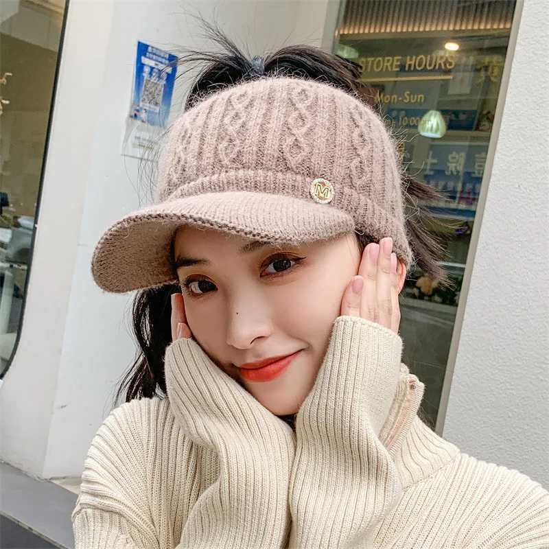 Wens autumn and winter pty top hat knitted rabbit fur and plush thicke warm ear protection duck tongue baseballW251023