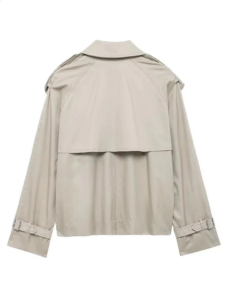 Streetwear Cropped Jacket Women 2024 Autumn DoubleBreasted Jackets for Long Sleeve Coat Woman Casual Outerwear 251018