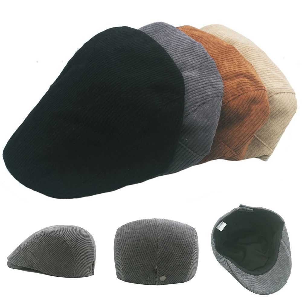 Drop Ship 2023 Autumn and Winter Corduroy Man Ivy Dad Casual Newsboy Hat Wen Big Size Beret 5660cmW251023