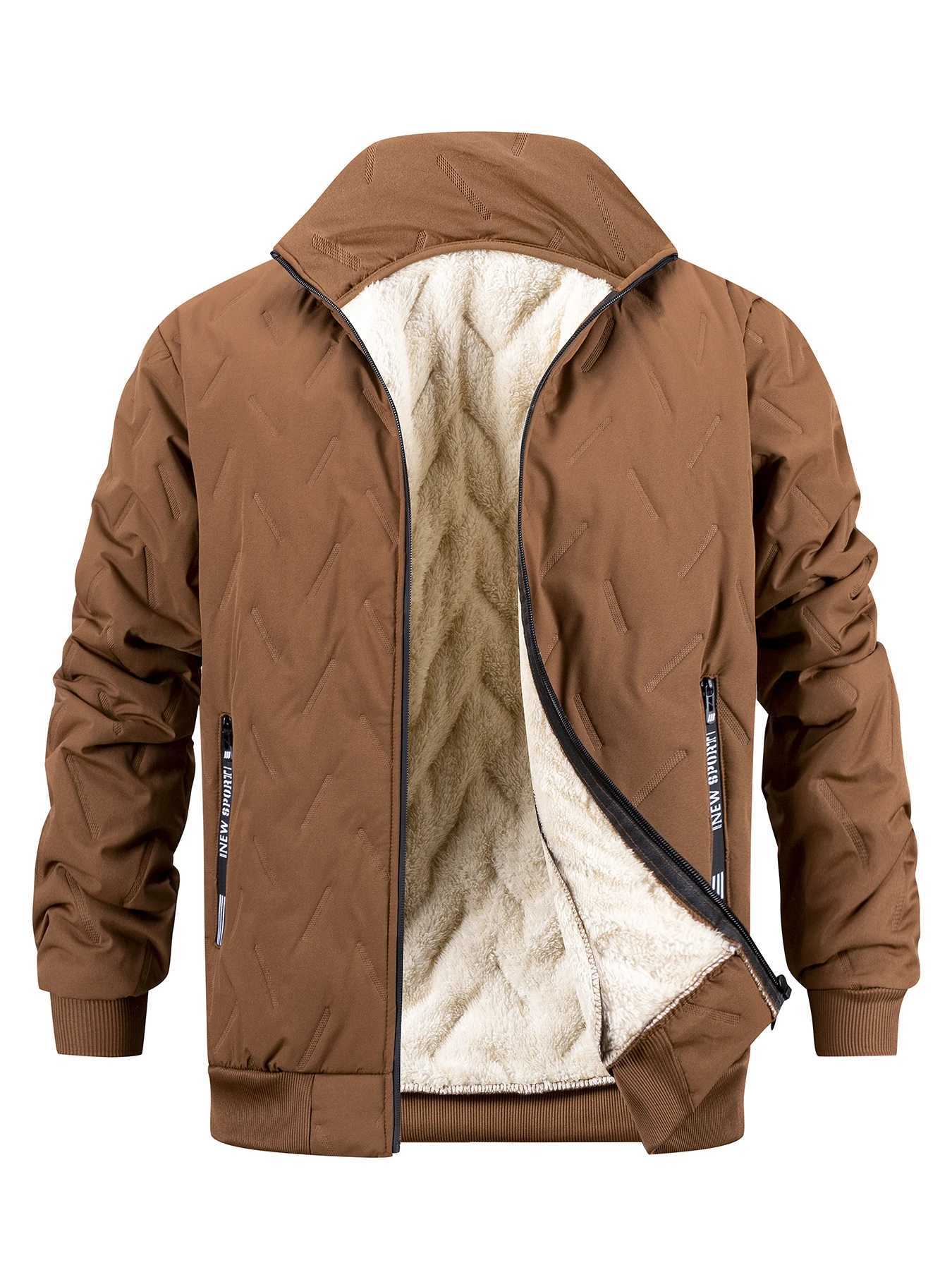 2025 High Quality Winter Mens Zipper Knitted Long Sleeved Jacket Warm Thicken Fleece stand collar Top Casual Fashion Coat W251023