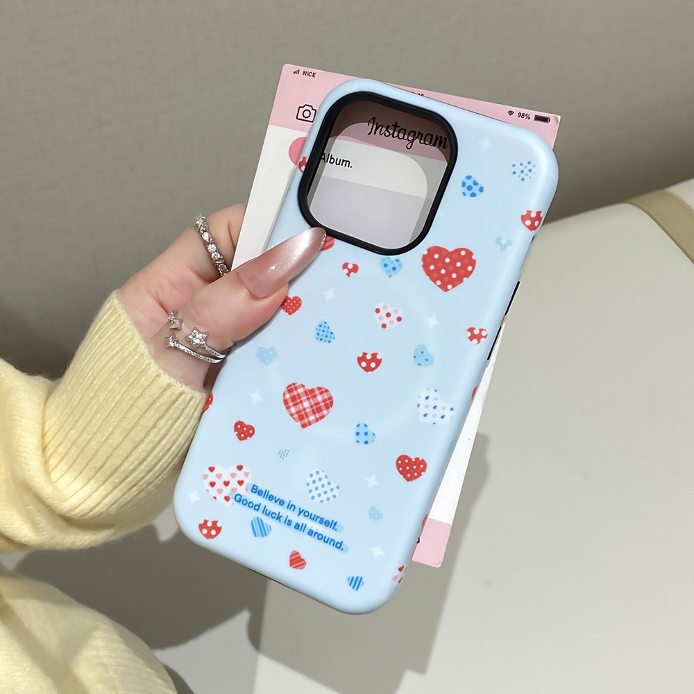 Ins Style Heart Bow Magnetic 2-in-1 Stand Compatible with iphone 16 Pro Phone 17 Protective Case 15