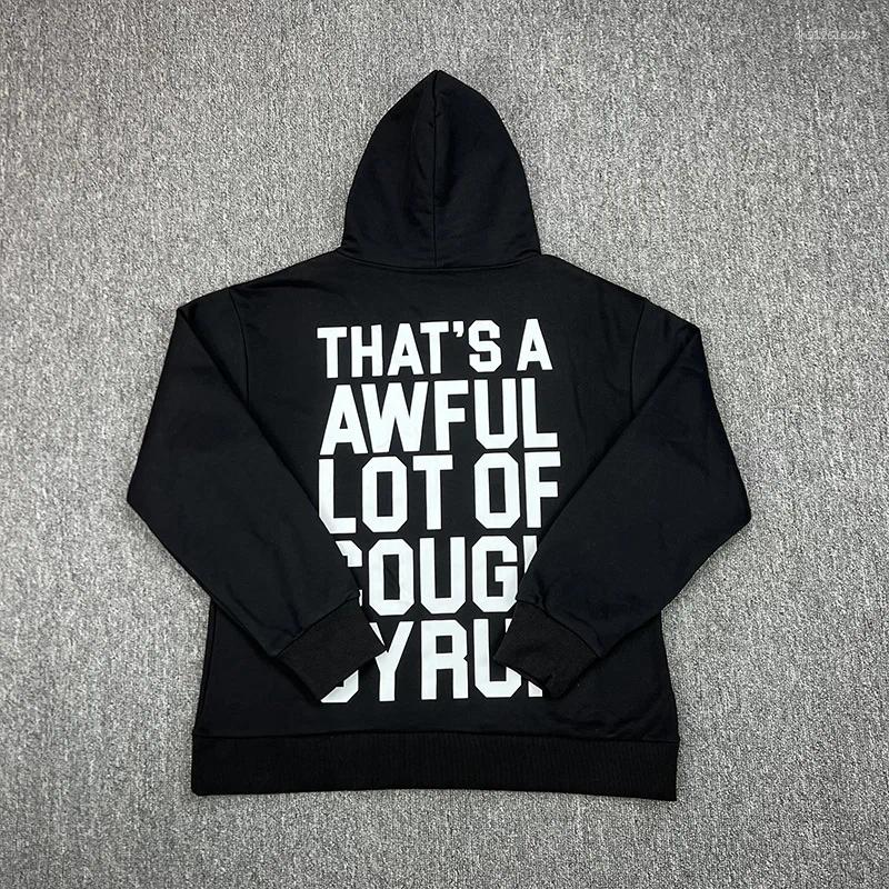 Men's Hoodies Men Women Casual White Letters Print That's A Awful Lot Of Cough Syrup Pullovers Cotton Loose Black Hoodie With Tag