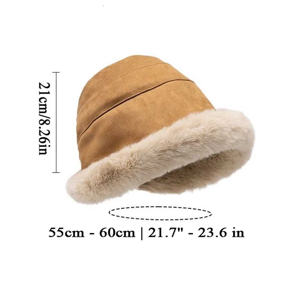 Winter Thicken Plush Fluffy Bucket Hat Wen Faux Fur Warm Fisherman Plus Velvet Panama Hat Warm Cold ProtectionW251023