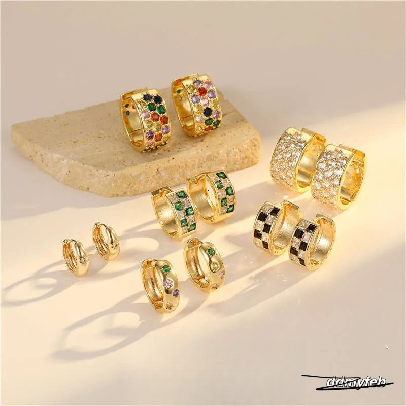 Vintage Style Round Earrings For Women - Inlaid Zircon, Geometric Design, Colorful Accent Ddmyfeb