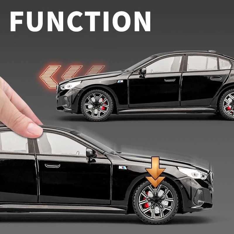 Diecast Miniature Voiture 124 BMW I5 M60 Alloy Car Model with Sound Light Children Boy Toy Vehicle Birthday Gift Home DecorT251023