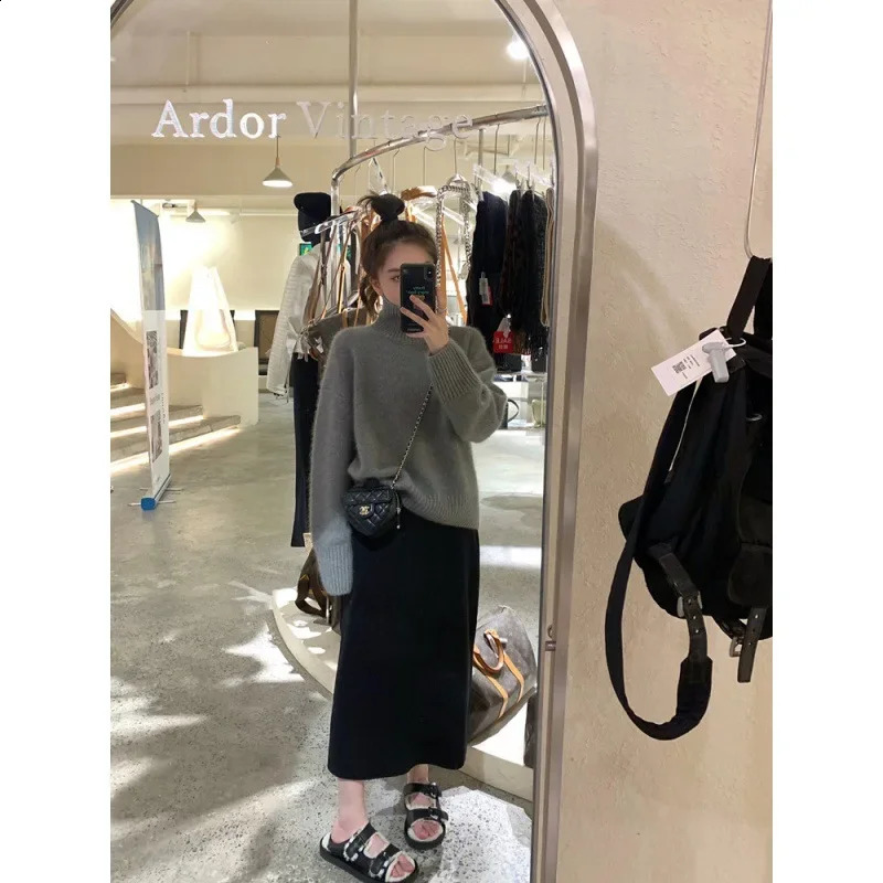 HighEnd FeelSoft and Supple Knit Skirt Womens MediumLength StraightLeg Bodycon HighWaisted A Line Dress 251022