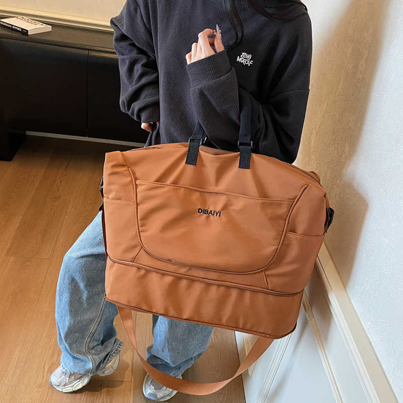 Expandable Single Shoulder Storage Sports Gym Bag Short Trip Bag Women Large Capacity Handheld Lightweight Business Travel Luggage Bag W251023