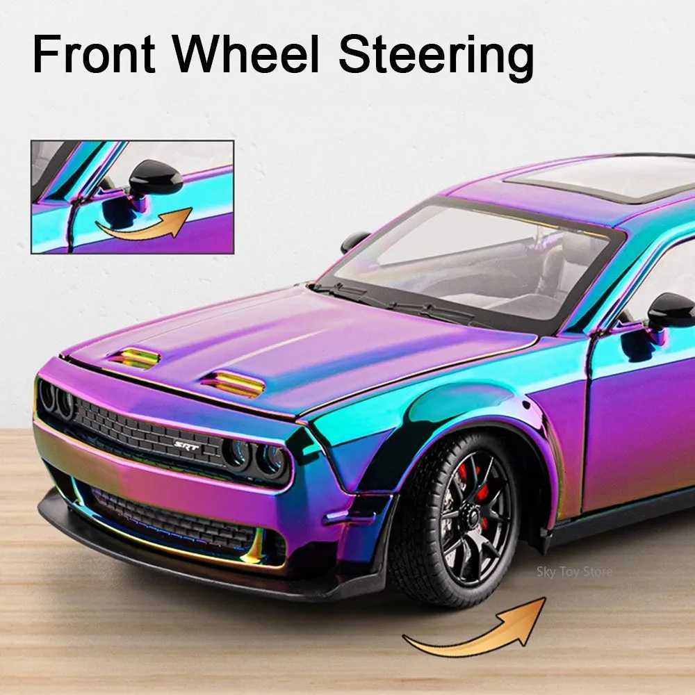 124 Challenger SRT Hellcat Lambor LP770 Alloy Sports Car Diecats Model Toys Doors Opened Sound Light Pull Back Childrens GiftsT251023