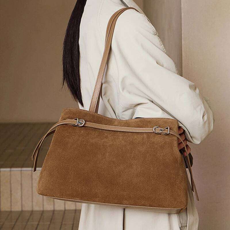 Hifashion Cowhide Suede Genuine Leather Large Tote Shoulder Bags For Women 2025 Designer Matte Shopping Ladies Handbags