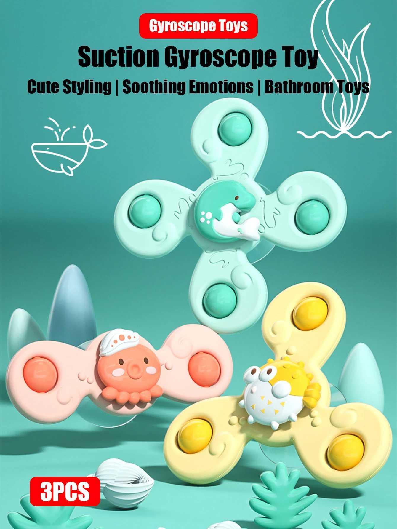 3PcsSet Baby Bath Toys Funny Bathing Sucker Spinner Suction Cup Cartoon Rattles Fidget Educational Toys For Children Boys Gift J251023