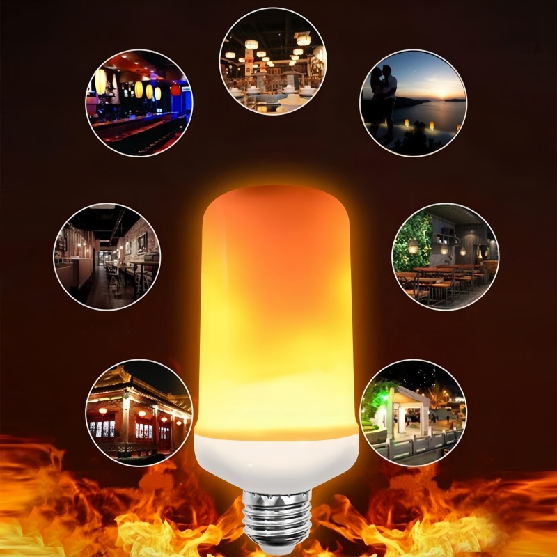 E27 LED Flame Light, Simulated Candle Fire Bulb for Outdoor Garden Decoration, 7W Warm Light Aluminum+ABS IP26 80-220V-Flame lamp