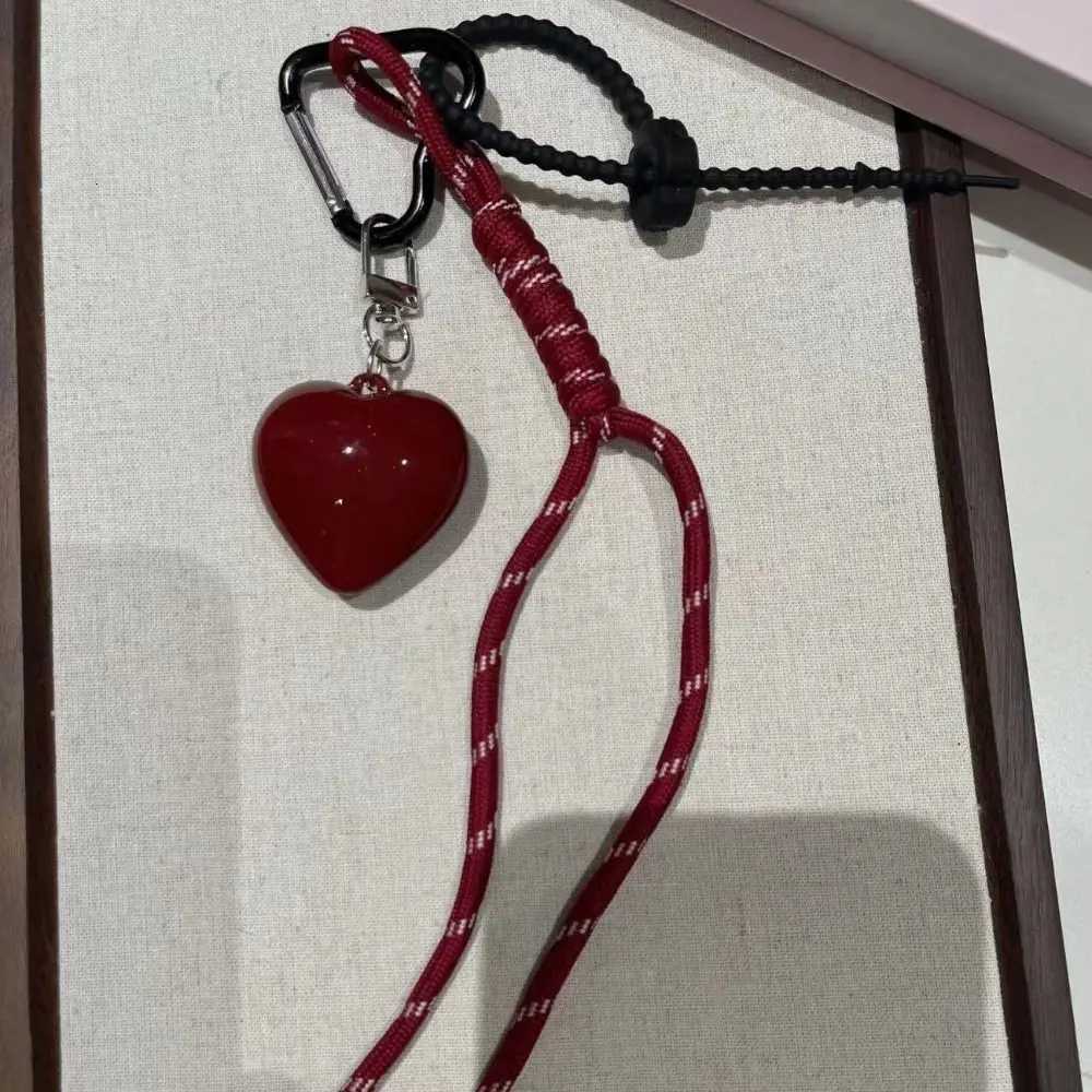 Fashionable Heart Leather Rope Keychain Handmade Y2K Bag Pendant Ornaments Cherry Bow Mobile Phone Lanyard Gifts Z251023