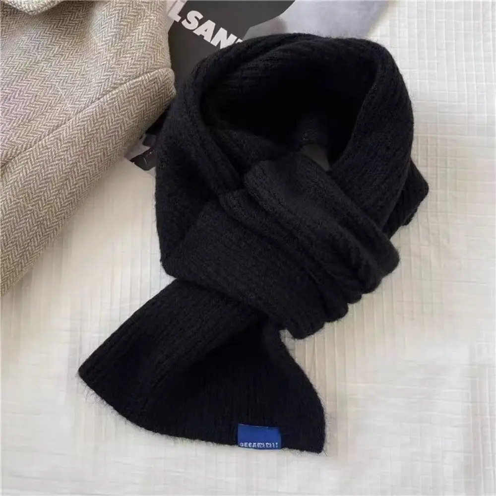 Neckerchief Wrap Solid Color Cross Scarf Woolen Thicken Short Neckerchief Knit Scarf Girls 251020