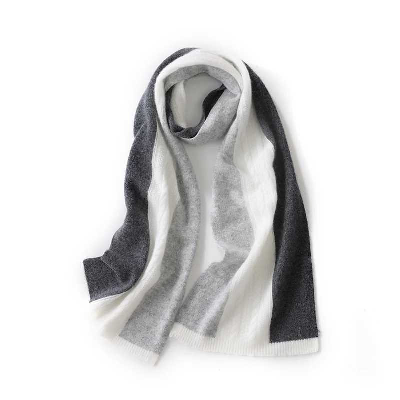 Autumn and Winter New 100 Cashmere Scarf Womens Extra Long Warm Neck Protection Versatile Color Contrast Three Color Scarf J251113