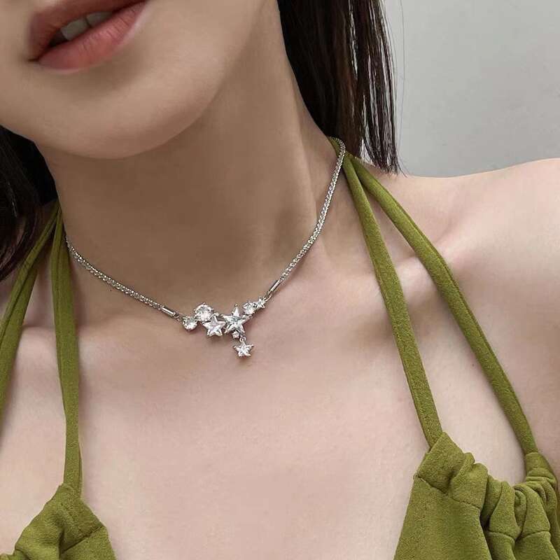 Necklace Designer luxury pendant necklace Five Pointed Star Zircon inlay for Women men Simple Fashion High-End copper plated with silver Festival vaca