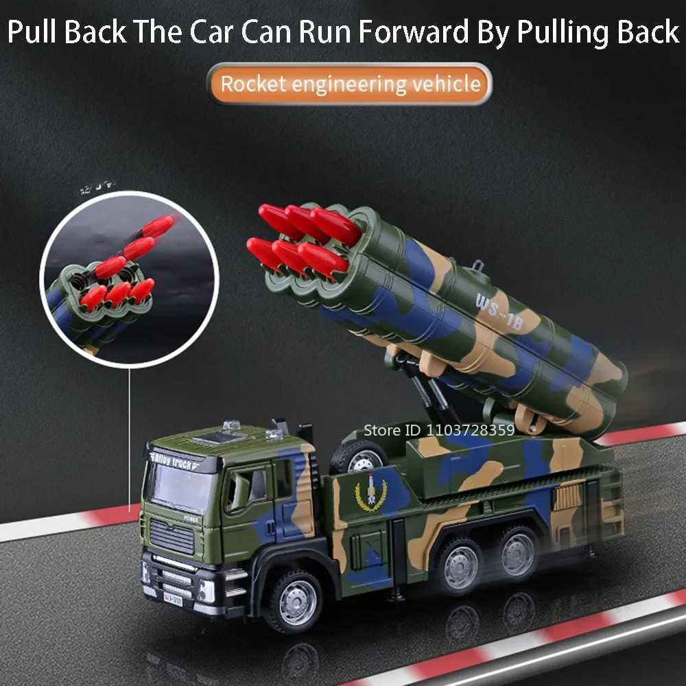 132 Alloy Missile Vehicle Model Toys Metal Diecast Rocket Launcher Cars Sound Light Pull Back Military Vehicles for Boys GiftsT251023