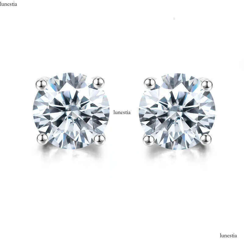 Pass Dia Tester Vvs1 D Color Moissanite Designer For Women Solid Sterling Sier 4 Prong Stud Earrings Gold Plated Screw Back Mens Jewelry Woman Gift