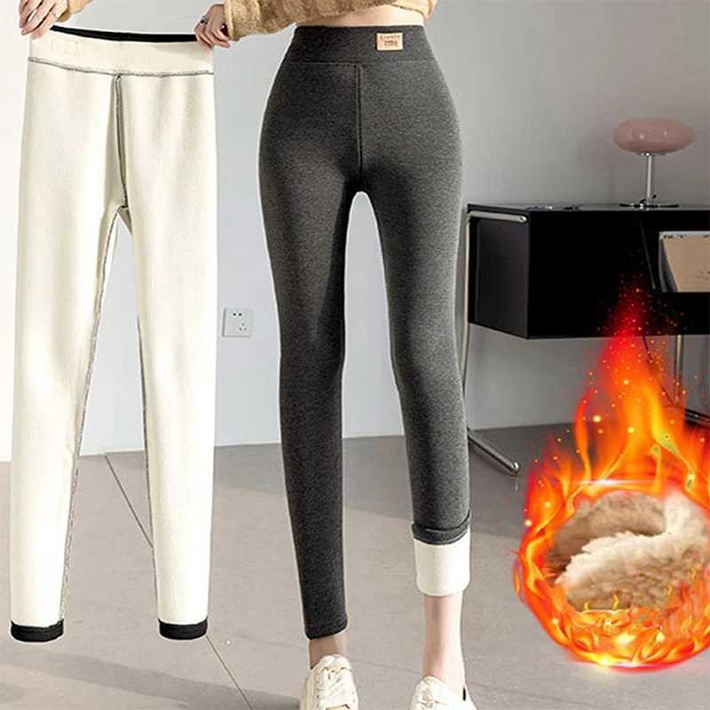 Winter Women Leggings Solid Warm Leggings Thicken Lambwool Hight Waist Fleece Keep Butt Lift High Stretchy Pocket Walking PantsT251023
