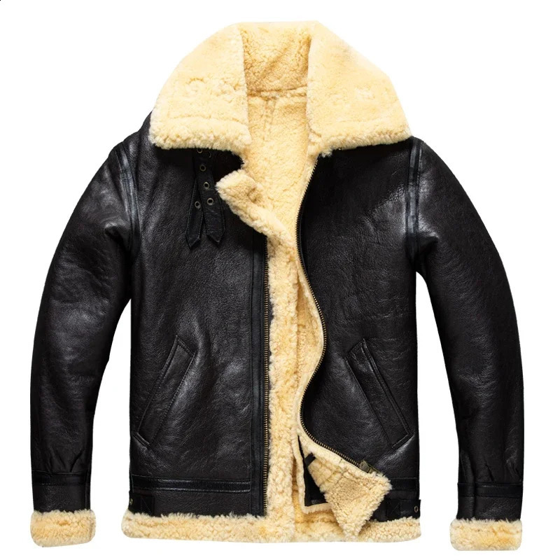 Original ecological pure sheepskin fur integrated winter outfit B3 Tuscan real leather jacket mens plus thick coat 251023