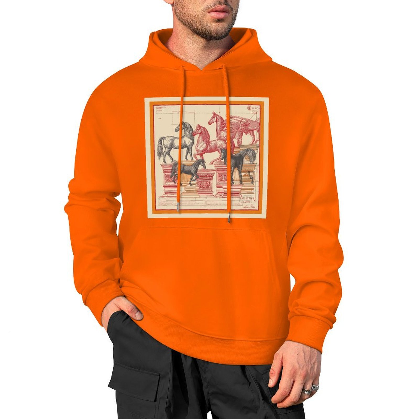 H Designer Fall Winter Hoodie Luxury Horse Print Design Unisex Long Sleeve Streetwear Hip Hop Oversized Fit Hoodie Men's Fashion Apparel H32