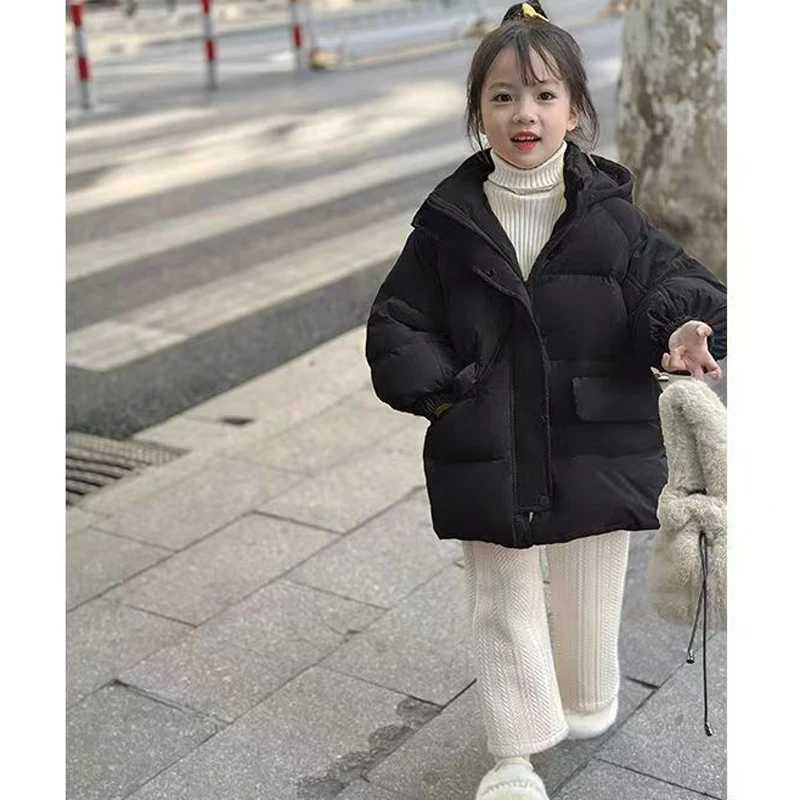 Winter New Teen Girls Jacket long Solid Color Thick Windproof Hooded Outerwear For 312Y Girls Warm Down Cotton Parka Snowsuit Y251023