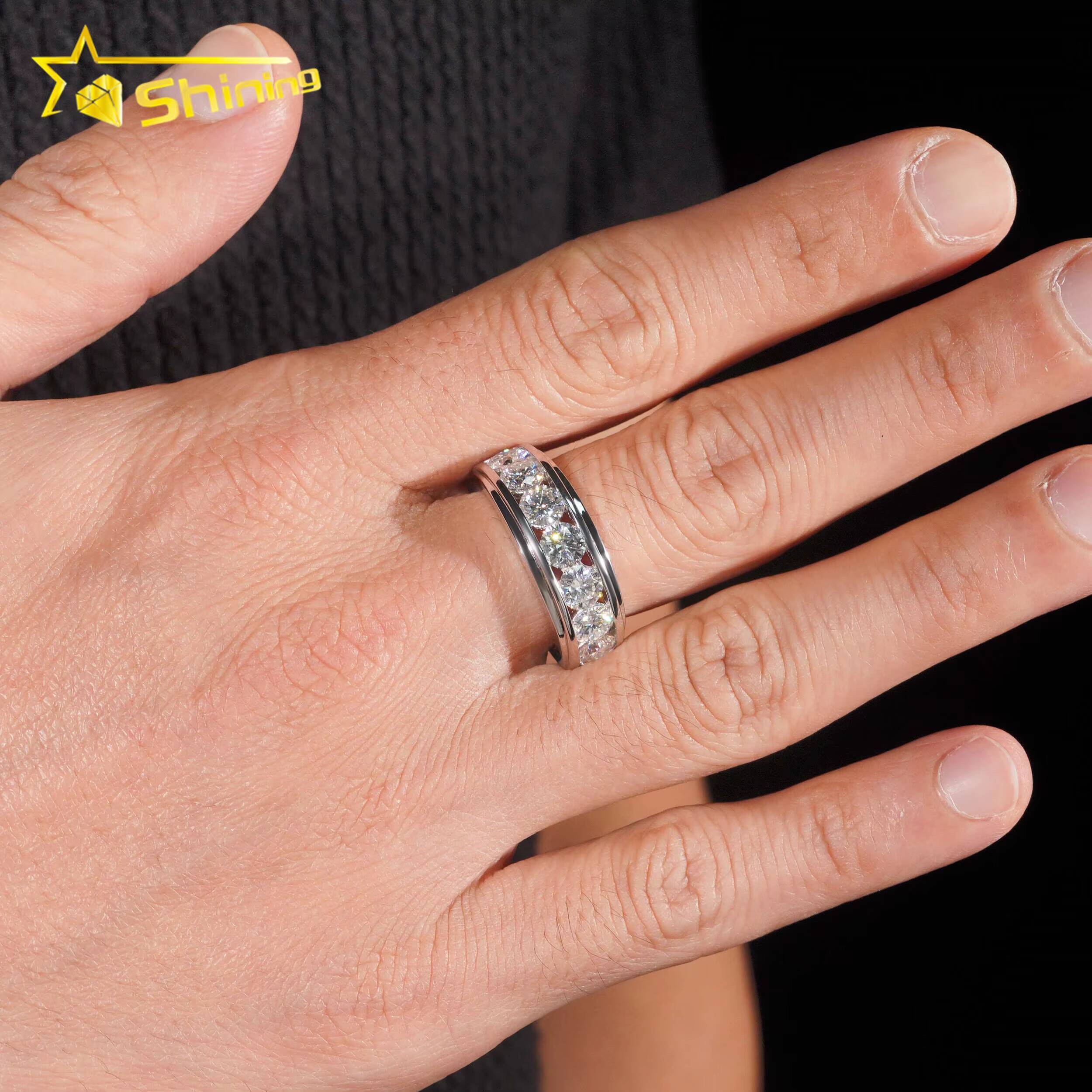 New Design GRA Certificate High Quality 925 Silver Fine Jewelry Hip Hop Eternity Ring Moissanite Mens Iced Out Ring