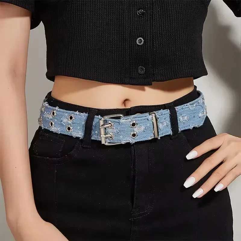 1PC New Fashion Luxury Belt Black Punk Accessories Blue Denim Girdle HipHop Y2k Star Hollowed Pin Buckle WaistbandFor Men WomenXJ251023