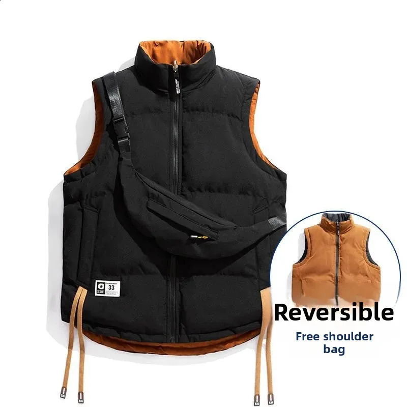 American Style Thickened DoubleSided Cotton Vest Unisex Autumn Winter Warm Shoulder Pad Sleeveless Jacket Male Outerwear 251023