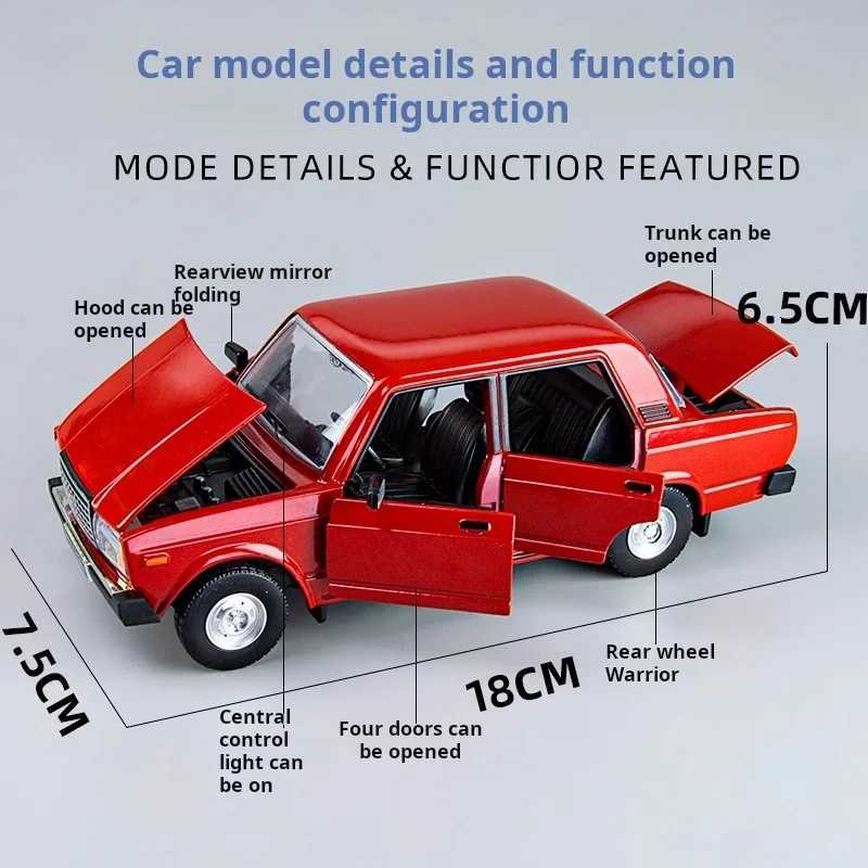 124 Scale Russia LADA SEDAN Alloy Diecast Classic Car Model Retro Sound Light Pull Back Kid Gift Collect Ornament RecommendedT251023