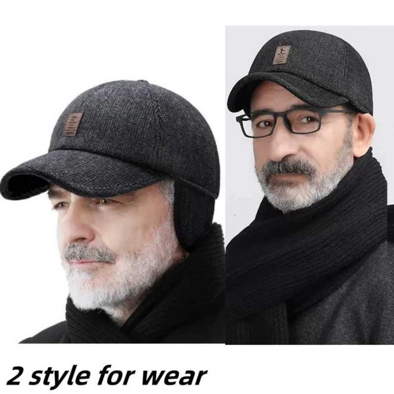 Autumn Winter Warm Men Woon Baseball Outdoor Ear Cover Earflaps Adjustab Hat Middaged Dad Hat With Earmuffs DesignW251023