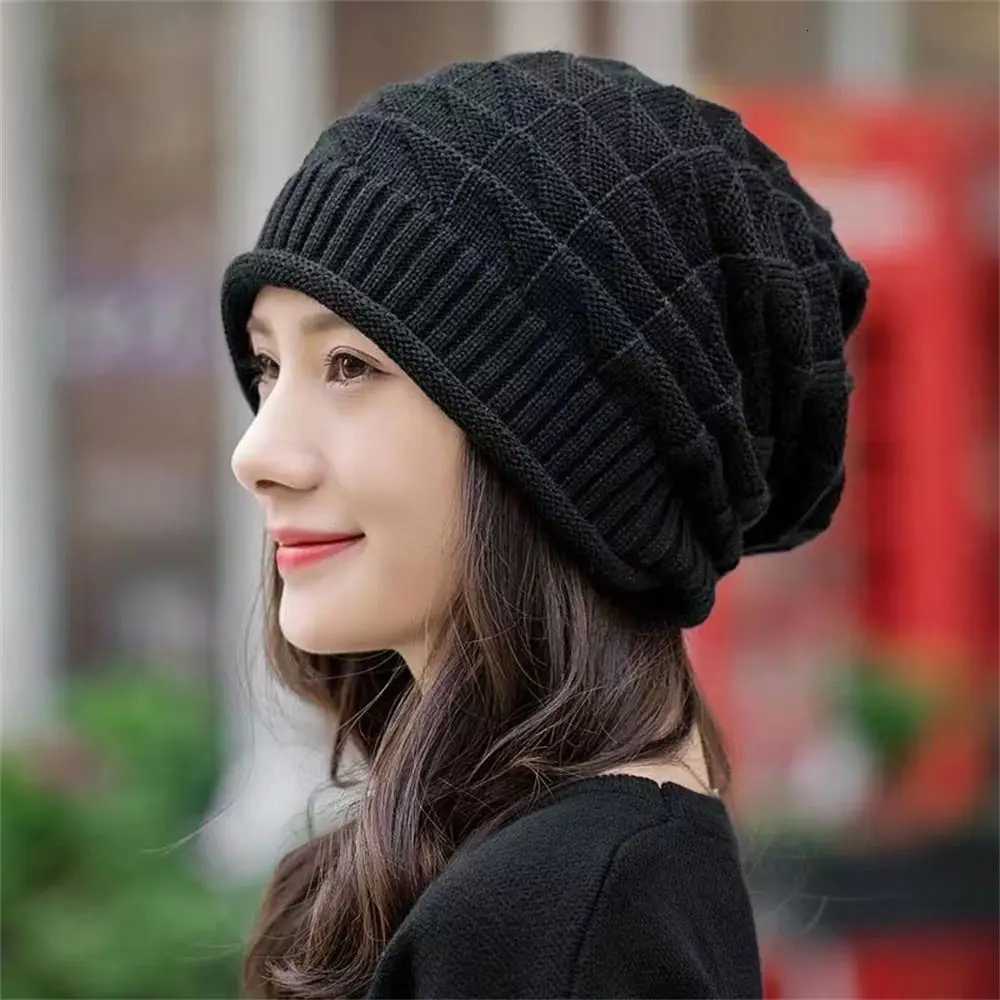 Women Men Baggy Knitted Hat Beanie Hats Oversized Winter Hat Casual Ski Cap Skullcap Solid Color Thickened Wool Warm CapXJ251023