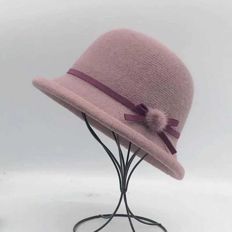 Woon Bucket Hat Wens Autumn and Winter Bow Korean Version Versati Japanese De Basin Hat British Retro Top Hat TideW251023