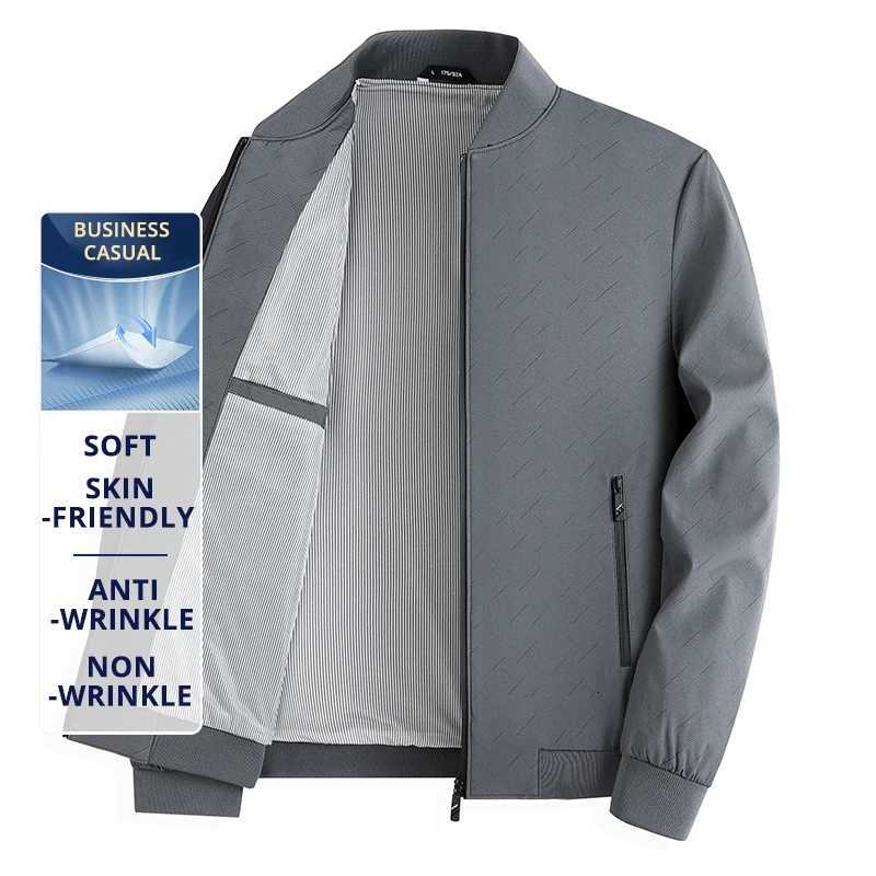 Premium Anti Wrinkle Waterproof Men Blazer Jacket Middle Aged Windbreaker Baseball Collar Business Casual Lightweight Coats W251023