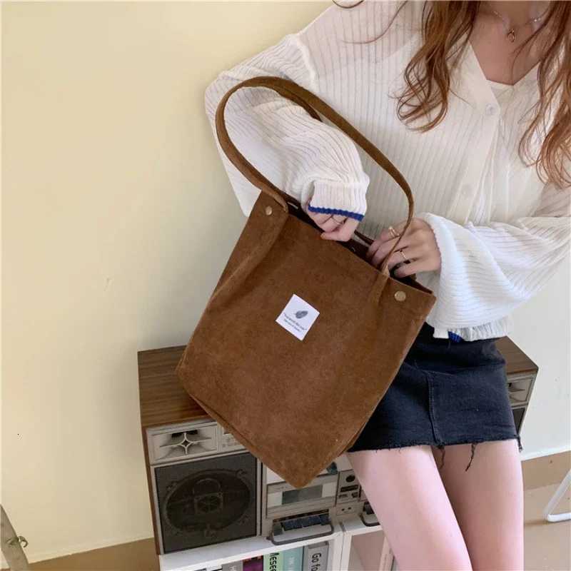 Fashion Womens Shoulder Bag Large Capacity Corduroy Shopping Bag Canvas Womens Bag Literary Leisure Shoulder BagL251023