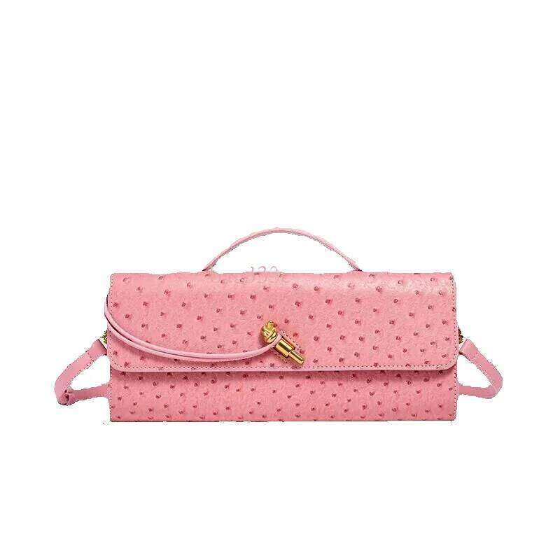 OEM Niche Design Ostrich Pattern Handwoven Fashion Baguette Horizontal Trendy Single Shoulder Handheld Women's Bag