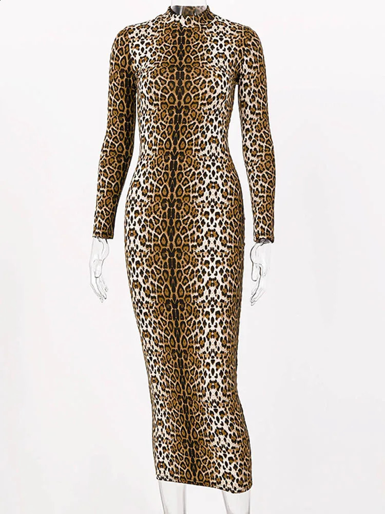 leopard print long sleeve slim bodycon sexy dress autumn winter women streetwear party festival dresses outfits 251023